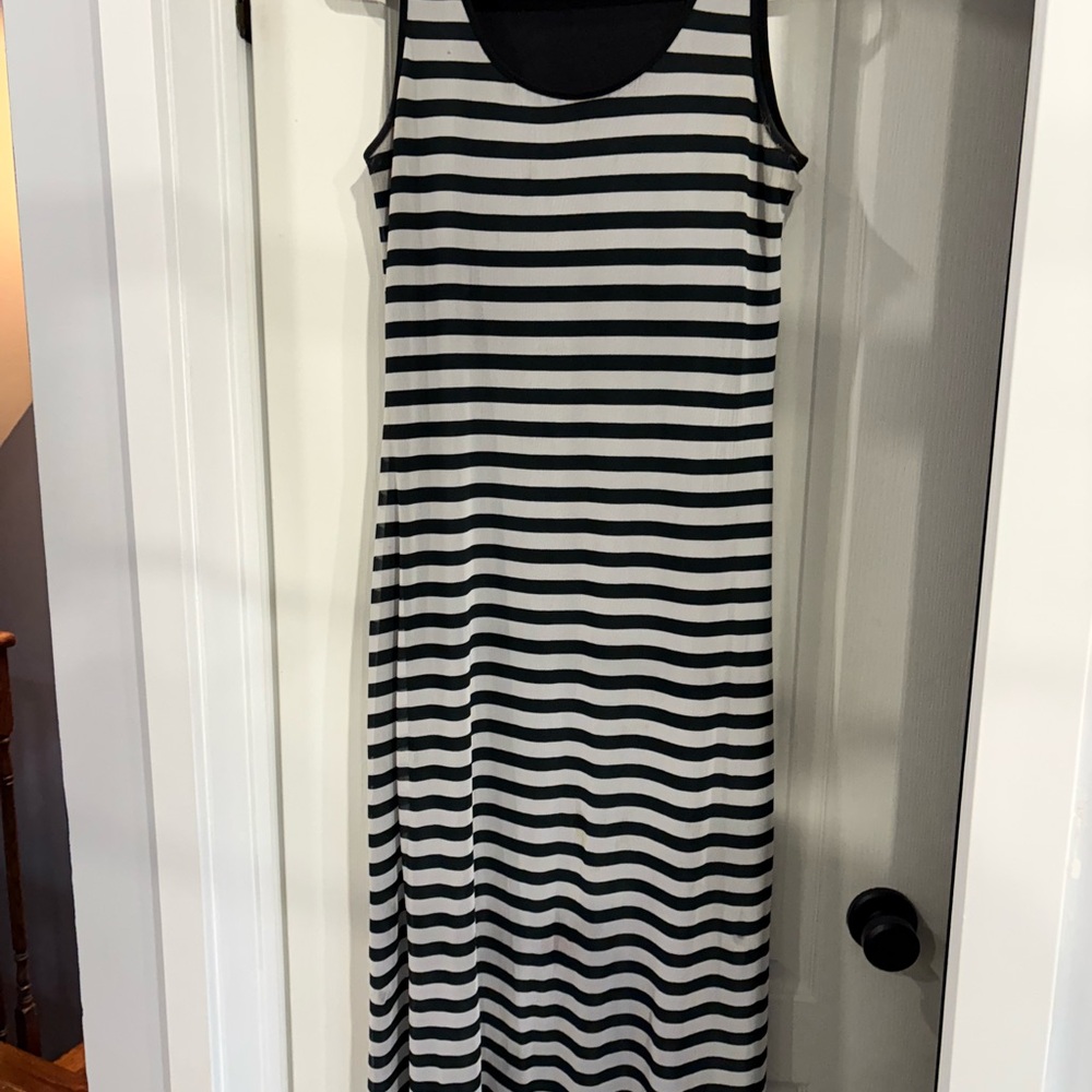 Navy and White Striped Maxi Dress